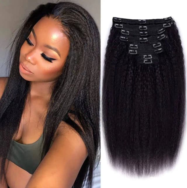 Clips rectos y rizados en extensiones de cabello humano Color Natural en cabello humano brasileño 100% Remy 120G 8 unids/set cabeza completa para mujeres