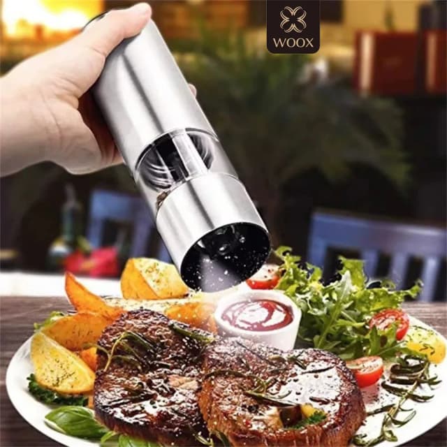 Molinillo eléctrico de sal y pimienta, de fácil manejo con una sola mano, 72 ml, con luz y molinillo automático para la cocina