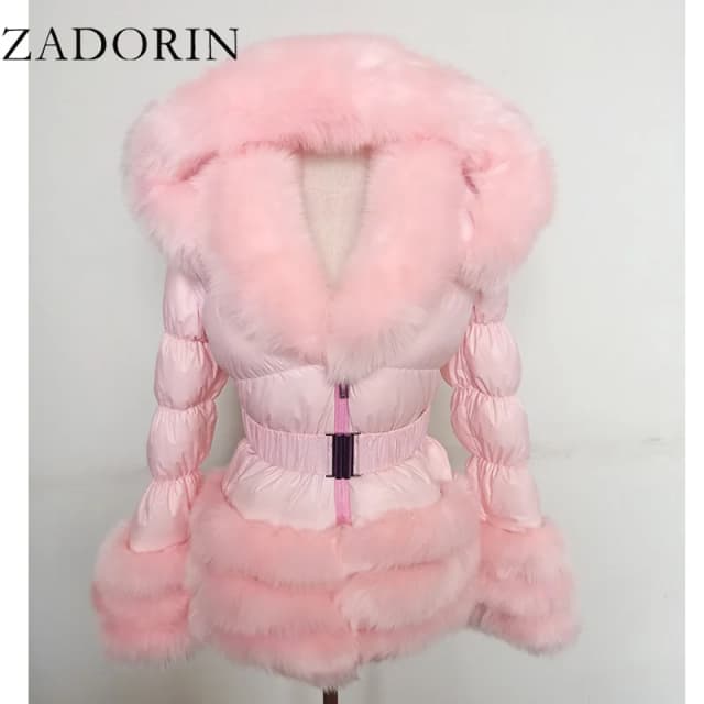 ZADORIN, abrigo de invierno para mujer, nueva moda, abrigo de piel sintética, mangas desmontables, abrigos con capucha de plumón de pato, chaqueta acolchada negra con capucha, prendas de vestir