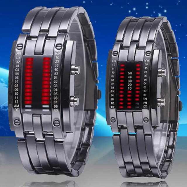 Reloj de pulsera Punk con correa y fecha, reloj luminoso Digital de acero de tungsteno para pareja, novedad de 2021