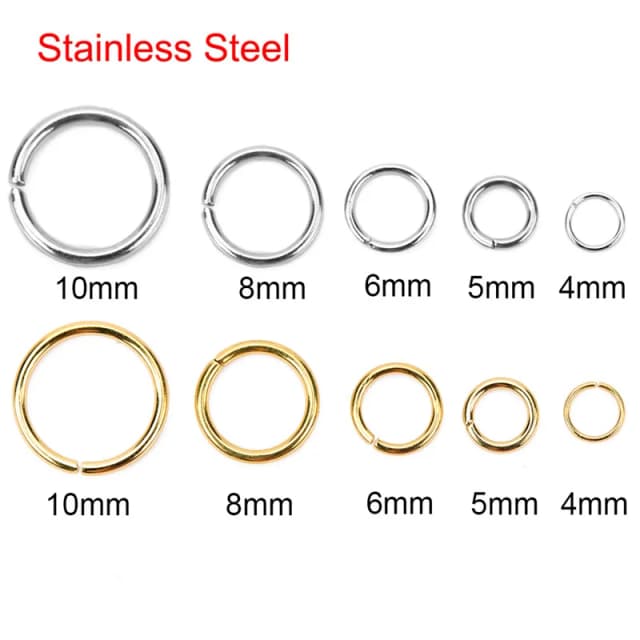 100 Uds PVD nunca se decolora anillos abiertos de acero inoxidable 4/5/6/8/10mm conectores de anillos divididos collar pulsera accesorios de joyería