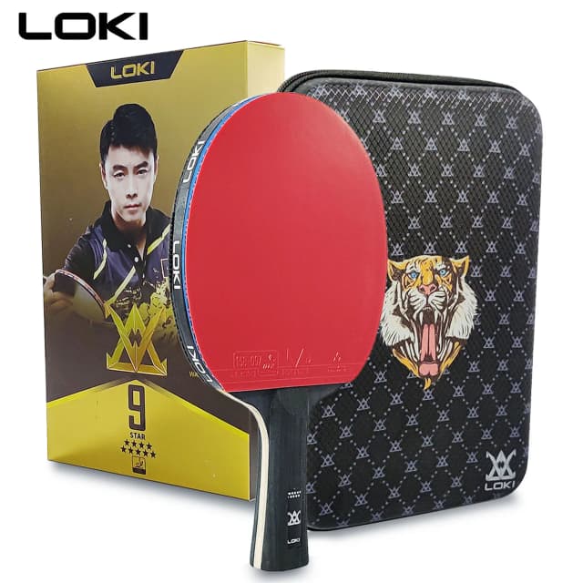 Raqueta de tenis de mesa LOKI 9 estrellas profesional 5 + 2 paleta de Ping Pong de carbono 6/7/8/9 estrellas Ultra ofensiva con gomas adhesivas