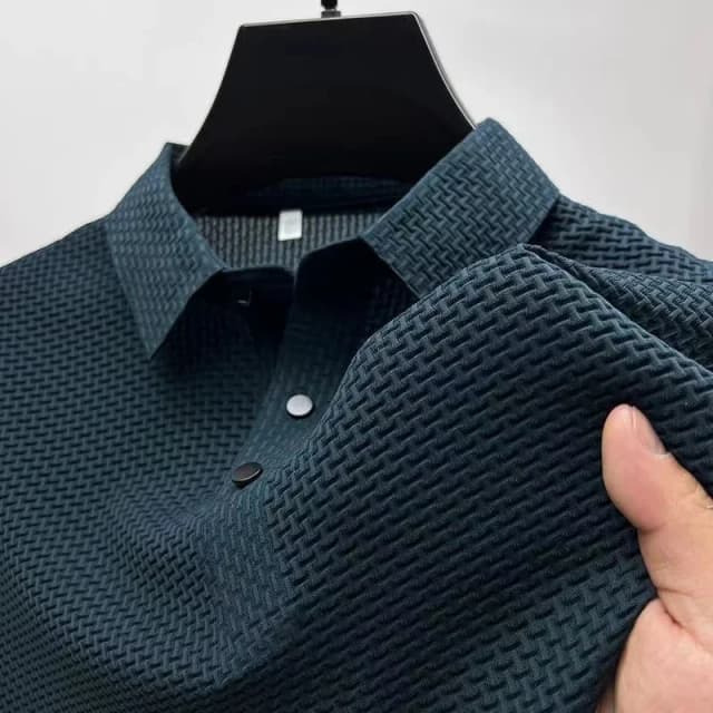 Nueva camisa POLO de Color sólido con flores de hueso de manga corta informal de negocios para hombre, Top versátil cómodo y transpirable a la moda para verano