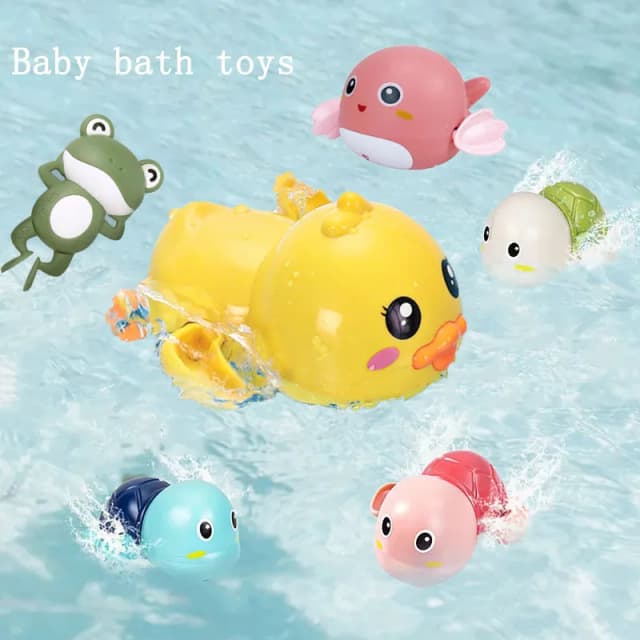 Juguetes de baño para bebés para niños, juego de agua, pato amarillo pequeño, natación, juego para niños con patito de agua, tortuga pequeña, niños y niñas