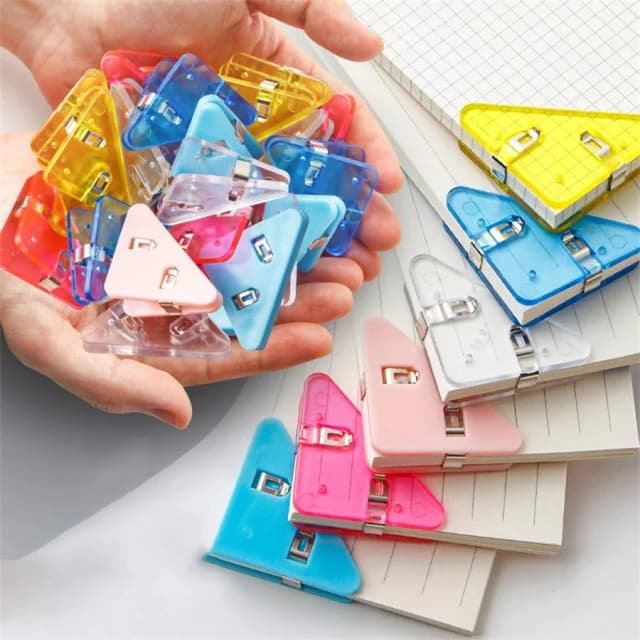 Clip de esquina Triangular multicolor, Clip multifuncional para libros de estudiantes, herramienta de almacenamiento de papel, carpeta, herramienta de almacenamiento de escritorio de oficina, 10 Uds.