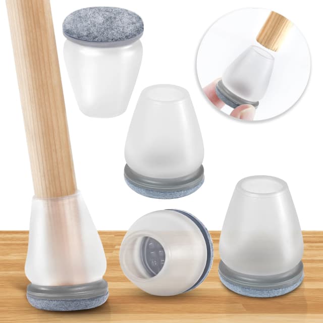 Protectores de suelo para patas de silla, color gris, con almohadillas de fieltro gruesas, cubierta de silicona para pies de muebles, pies de mesa, protege los suelos, 16 Uds.