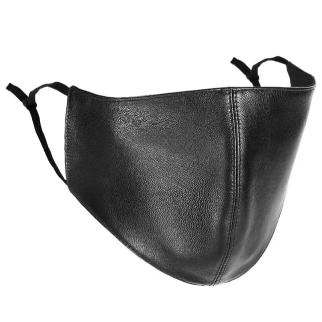 Mascarilla impermeable a prueba de viento para hombre y mujer, cubrebocas transpirable de cuero genuino, color negro, R1536