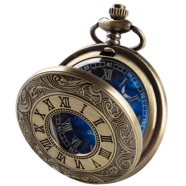 Reloj de bolsillo de cuarzo con esfera azul, diseño antiguo especial, collar Vintage, reloj colgante, el mejor regalo de vacaciones para hombres y mujeres