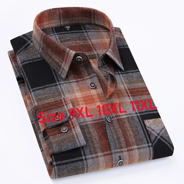 Camisas de franela a cuadros de gran tamaño 11XL 10XL 9XL para hombre, camisas de manga larga de algodón a la moda informales suaves de ajuste estándar, blusa para hombre, ropa