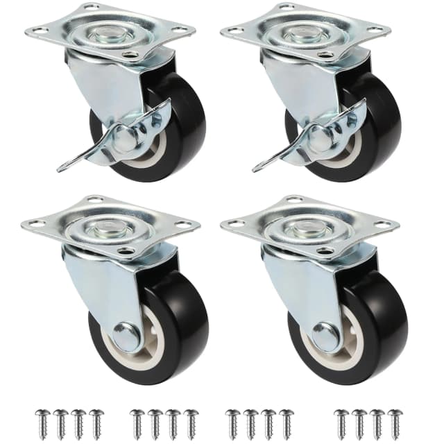 Juego de 4 ruedas para muebles de PVC de 1 "/1,25"/2 ", ruedas de carro pesadas universales silenciosas resistentes al desgaste, ruedas giratorias de 360 grados