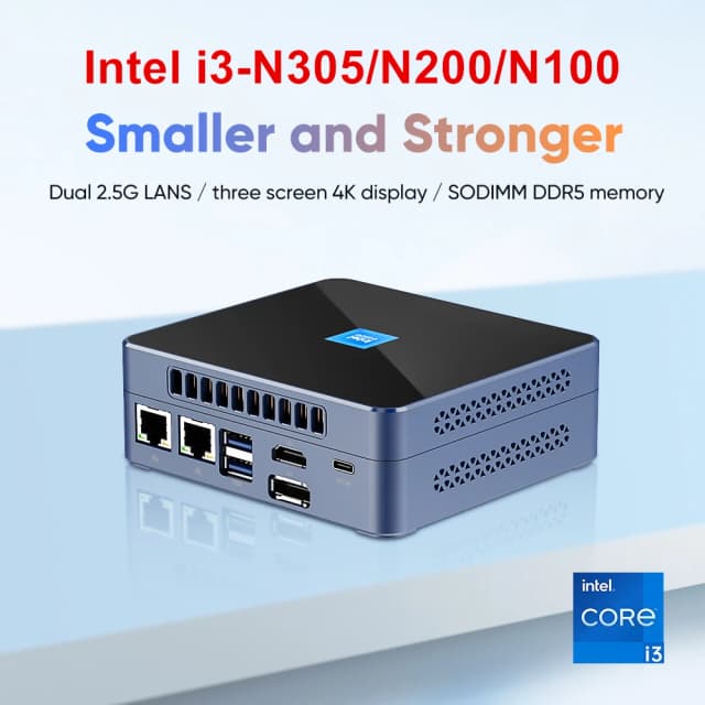 Topton M9S Mini PC 12.a generación Intel i3 N305 N200 N100 DDR5 PCIE3.0x4 2xIntel 2,5G Firewall ordenador Oficina PC Windows 11 NUC WiFi6