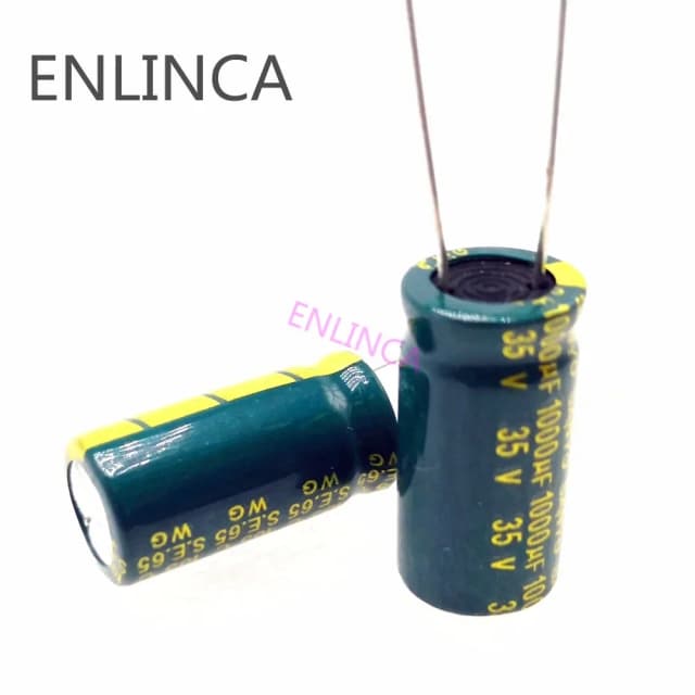 Condensador electrolítico de aluminio de baja ESR/impedancia, alta frecuencia, 25V, 35v, 50v, 1000UF, tolerancia 20%, 10 unidades por lote