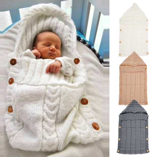 Manta envolvente para bebé recién nacido, manta Unisex para cochecito de bebé, bolsa envolvente de punto suave y grueso, manta receptora para bebé de 0 a 6 meses