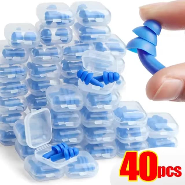 Tapones para los oídos de silicona reutilizables con cancelación de ruido para dormir, tapones para los oídos para nadar, impermeables, con caja, 25/1 par