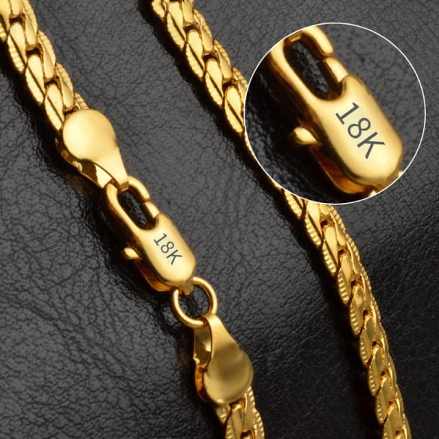 Collar lateral de 6mm para mujer y hombre, cadena de 8/18/20/24 pulgadas, Color dorado/plateado, 18K, joyería de compromiso de boda