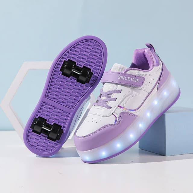 Zapatos de patín para niños y niñas, luz intermitente, zapatos con ruedas de 4 ruedas, zapatillas luminosas con luz Led, zapatos informales para exteriores para niños
