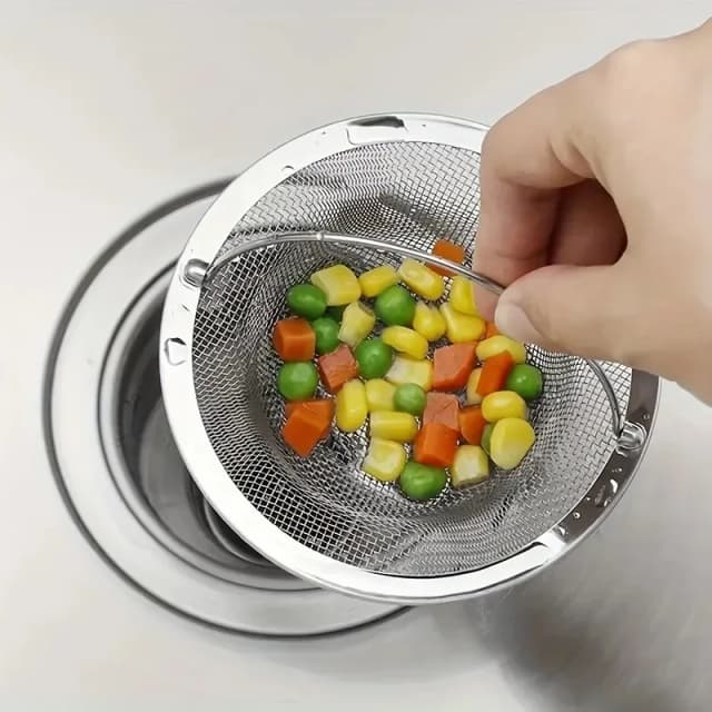 Colador de fregadero de cocina con mango, fregadero de cocina RV, colador de residuos de fregadero, tolva de lavavajillas de fregadero de acero inoxidable, pecado de restaurante, 1 ud.