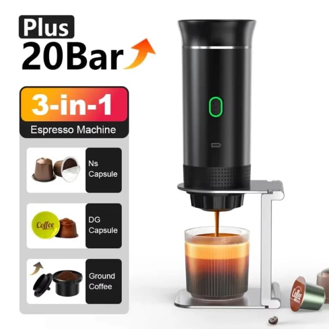Cafetera de cápsulas portátil 3 en 1, cafetera Espresso eléctrica con calefacción inalámbrica para el hogar del coche, cafetera para acampar y viajar