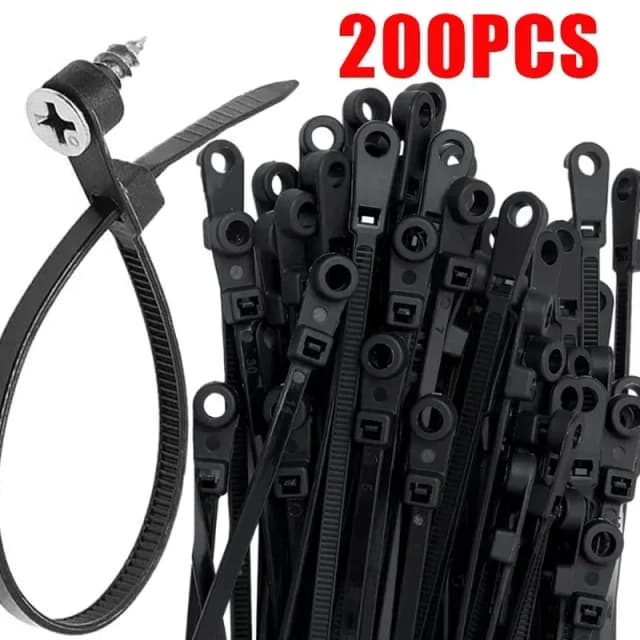 Bridas de nailon creativas con orificio para tornillo, montaje de bucle de bloqueo automático, paquete de bridas, correa, Cables de oficina DIY, organizador de sujeción de cables
