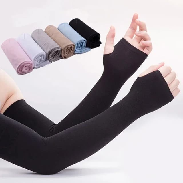 Manga de seda de hielo protector solar manguito mangas de brazo Uv sol protección antideslizante verano UPF50 hombres mujeres guantes cubierta de brazo al aire libre