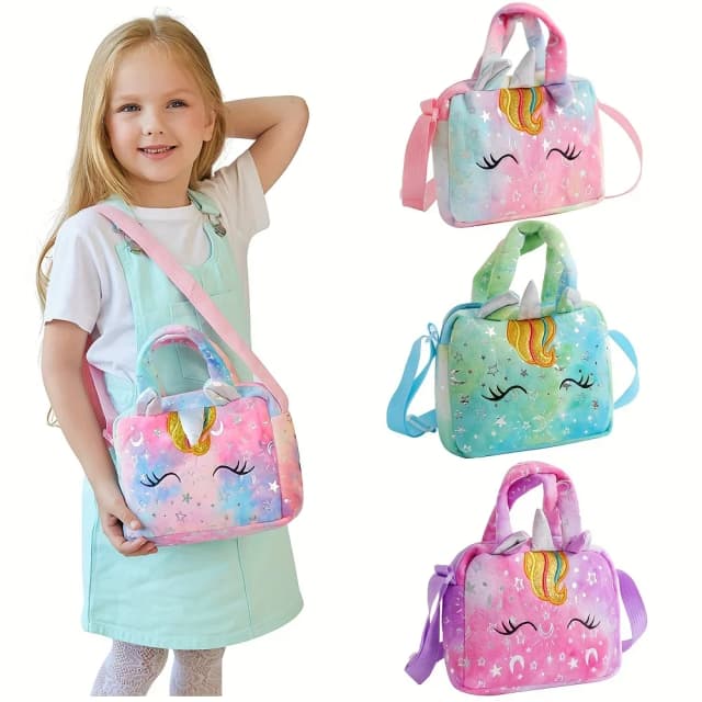 Bolsos de mano de unicornio a la moda para niñas, bolso de hombro tipo bandolera para chico, regalo de fiesta de cumpleaños para niños, Bolso pequeño para niña pequeña