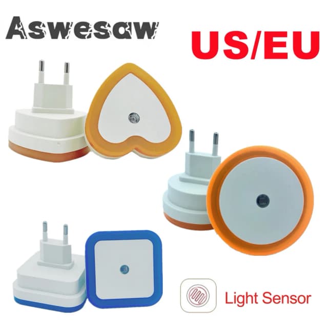 Luz LED nocturna Mini Sensor de luz Control 85V-265V enchufe UE EE. UU. lámpara de luz nocturna para niños sala de estar iluminación de dormitorio