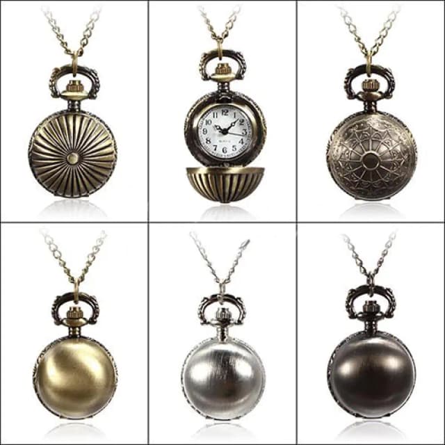 Reloj de bolsillo de cuarzo, bola Retro de Metal Steampunk, collar de cuarzo, cadena colgante, collar pequeño, relojes 2023, reloj Vintage
