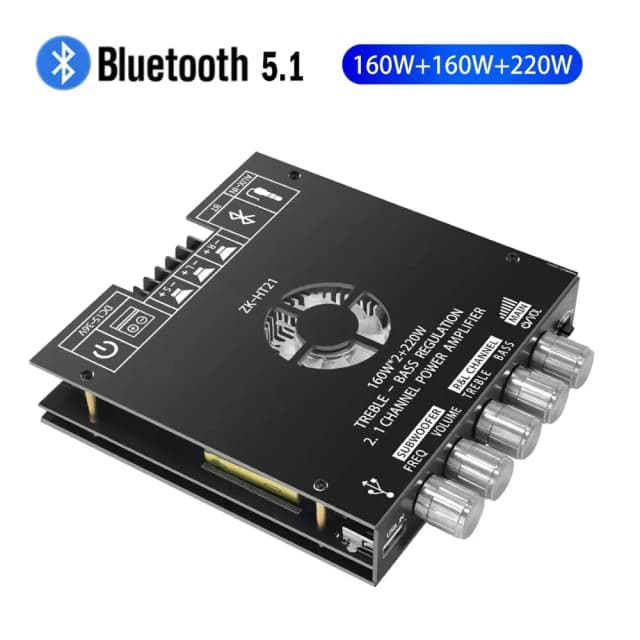 ZK-HT21 2,1 canales TDA7498E 160WX2 + 220W módulo amplificador de potencia Digital Bluetooth Subwoofer de tono alto y bajo