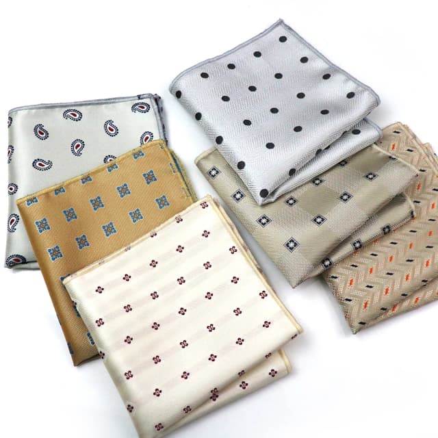 Pañuelo de bolsillo de Color blanco nuevo para hombre, pañuelo de caballo tejido de poliéster de 24cm, pañuelo de Cachemira caqui, accesorio de esmoquin para fiesta de boda
