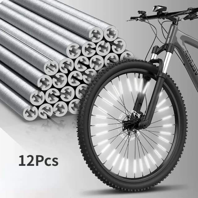 Tira reflectante de advertencia para tubo, 12 unidades, con clip de montaje, reflector para radios de rueda de bicicleta, tira reflectante para alambre de acero, luz reflectora para bicicleta MTB