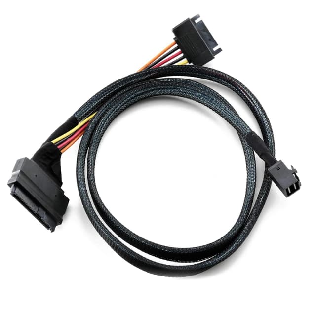 Minicable SAS HD integrado de 12G a U.2 / SFF-8643 a SFF-8639, Cable de 0,5 M con fuente de alimentación SATA de 15 Pines, adecuado para SSD U.2