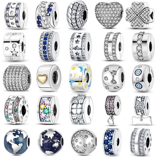 Cuentas espaciadoras de silicona de Plata de Ley 925, abalorios de garra de gato de circón colorido, aptos para Pulsera Original, joyería fina DIY
