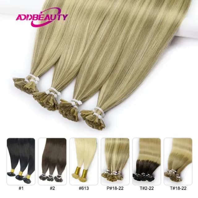 Extensión de cabello humano liso por Fusion, cápsulas de queratina de punta plana, 0,8g/ 1g/hebra, 50 piezas, extensión de cabello Natural, Color rubio degradado