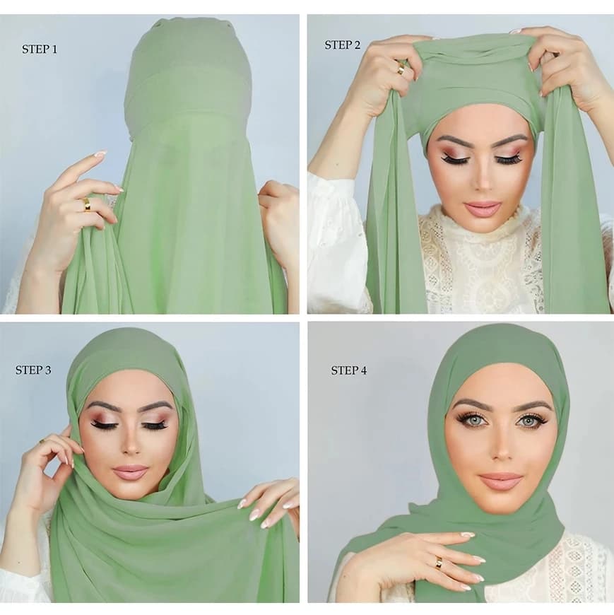 Hijab musulmán de gasa con gorro, Hijab instantáneo de gasa, Pinles, chal, pañuelo para la cabeza debajo de la bufanda, gorros, cubierta para la cabeza