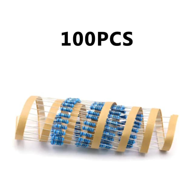 100 Resistencias de Película Metálica de 1/4 de Vatios, Precisión del 1%, Rango de 1K Ohm, 10K Ohm, 220K Ohm, Juego para Proyectos de Electrónica DIY