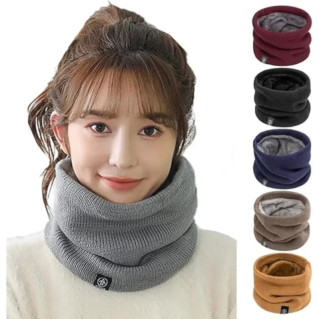 Bufandas tejidas de Color sólido, bufandas cálidas y gruesas para el cuello, máscara facial de esquí, bufanda circular de tubo para esquí, senderismo y ciclismo
