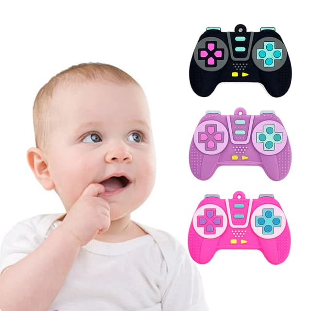 Mango de control remoto de silicona para niños, juguete antialimentación para morder la dentición del período del sexo oral del bebé, control remoto calmante