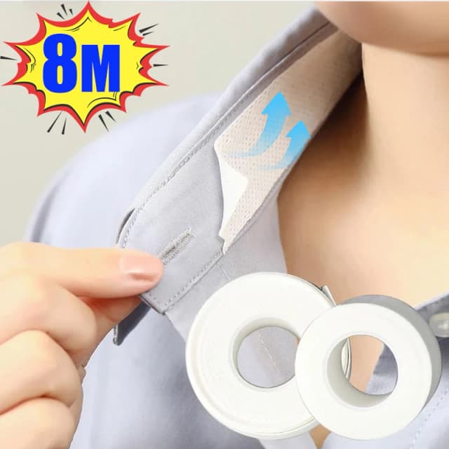 Almohadilla absorbente de sudor para cuello de 8m, almohadillas para el sudor transpirables autoadhesivas desechables, camiseta blanca, cuello, sombrero, pegatina absorbente