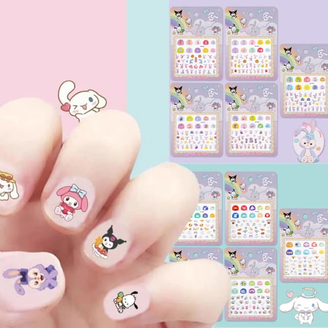 5 unids/set de pegatinas 3D de dibujos animados de Hello Kitty para uñas, divertidas Sanrio Melody Kuromi, decoración de uñas, calcomanías artísticas para uñas