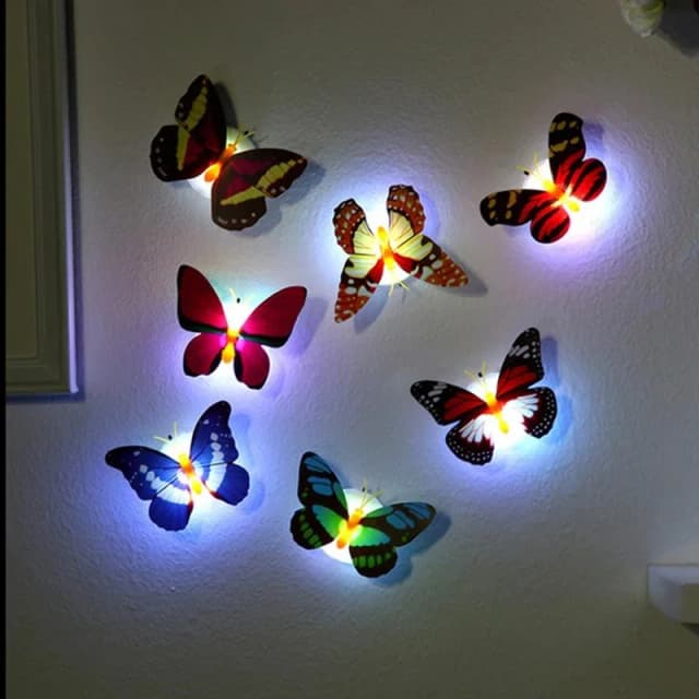 Ranpo-luz nocturna de mariposa caliente, creativa, divertida, colorida, brillante, adhesiva, luces LED de pared decorativas para el hogar