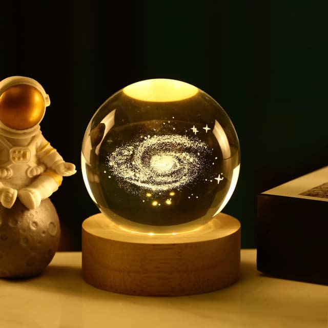 Bola de cristal 3D para decoración del hogar y escritorio, grabado con láser globo con sistema Solar, globo astronómico, Planeta de cristal, luz nocturna, regalo de cumpleaños