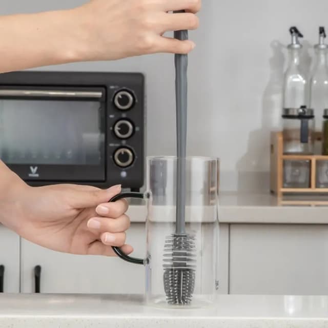 Cepillo de limpieza de botellas de silicona con mango largo, cepillo de limpieza de cocina, taza, termo, cepillo de vidrio, Herramientas de limpieza