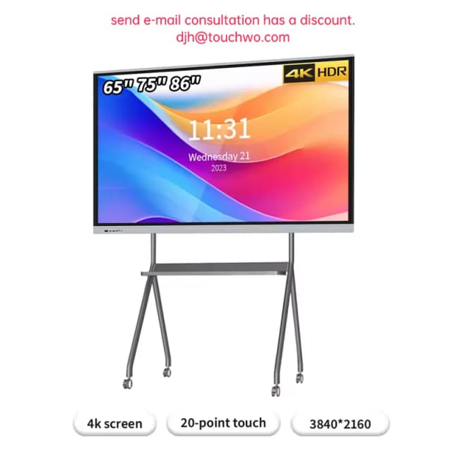 65 75 86 pulgadas Smart Tv para aula y conferencias, pizarra electrónica Digital 4K HD pantalla táctil tablero interactivo en rueda