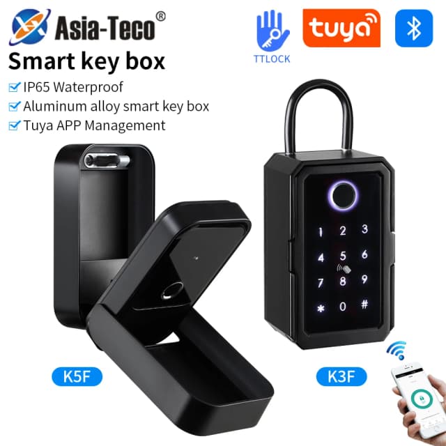 Caja de almacenamiento con huella dactilar, candado de seguridad secreto, bloqueo de llave BLE Tuya/Ttlock, aplicación de desbloqueo, soporte Wifi, puerta de enlace Secreta