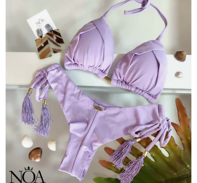 Traje de baño triangular Sexy para mujer, Bikinis brasileños con cuello Halter, traje de baño de realce, conjunto de Bikini de playa con cadena de Metal 2023
