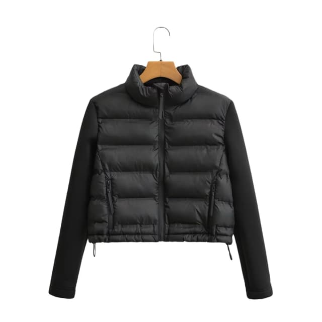 2024 Otoño e Invierno nueva ropa de mujer estilo europeo y americano moda versátil empalme Chaqueta corta de algodón