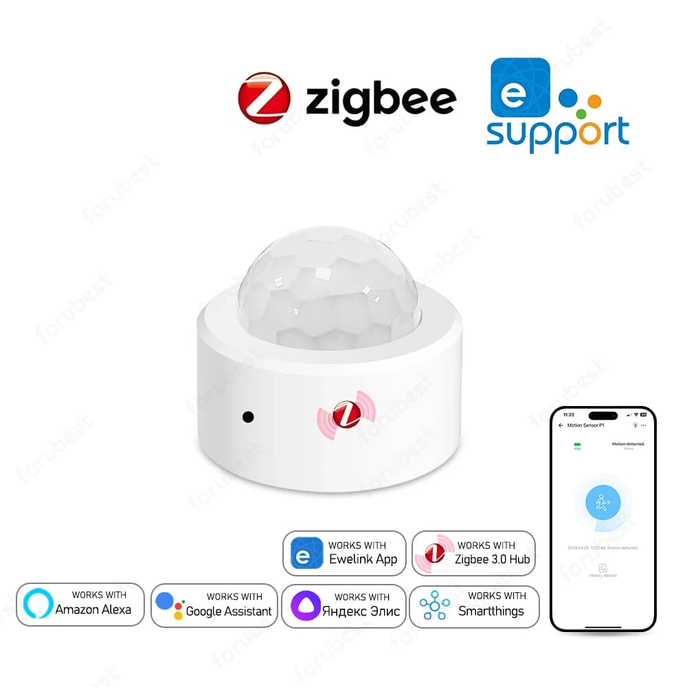 Zigbee 3,0 Sensor de movimiento humano PIR Detector infrarrojo alarma de seguridad para el hogar inteligente Control por aplicación Ewelink a través de Zigbee Bridge Zigbee Hub