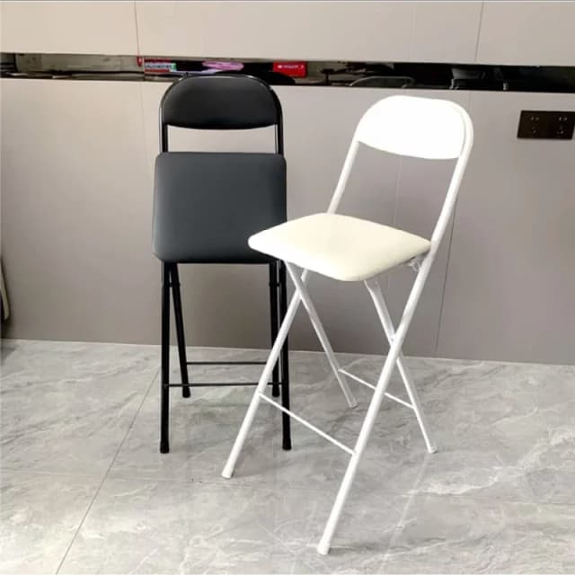 Taburetes de bar plegables con respaldo alto, sillas plegables acolchadas de cuero para cocina o bar, asientos de bar compactos