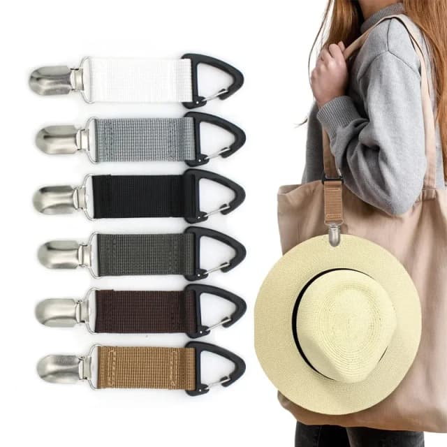 Clip para sombrero de paja para viaje al aire libre, clip portátil para bolsa de compañero, organizador multiusos para guantes al aire libre