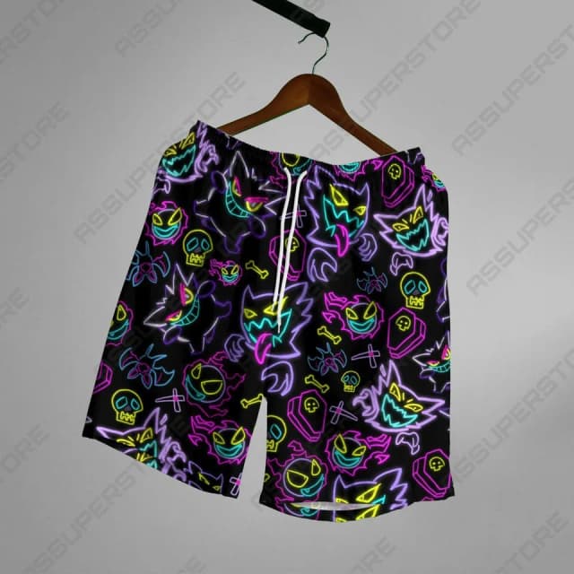 Pantalones cortos de verano para hombre, pantalones cortos informales con bolsillo y cordón, divertidos viñetas de animales, pantalones cortos transpirables de moda, ropa de calle, pantalones de playa